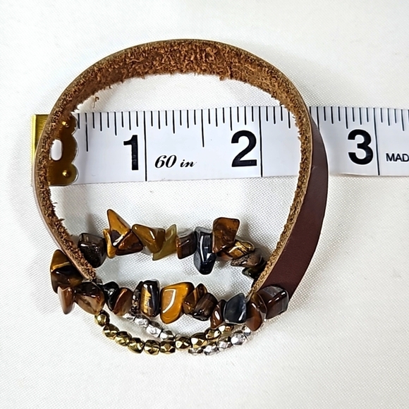 Brown Leather & Stone Bracelet - Picture 4 of 4